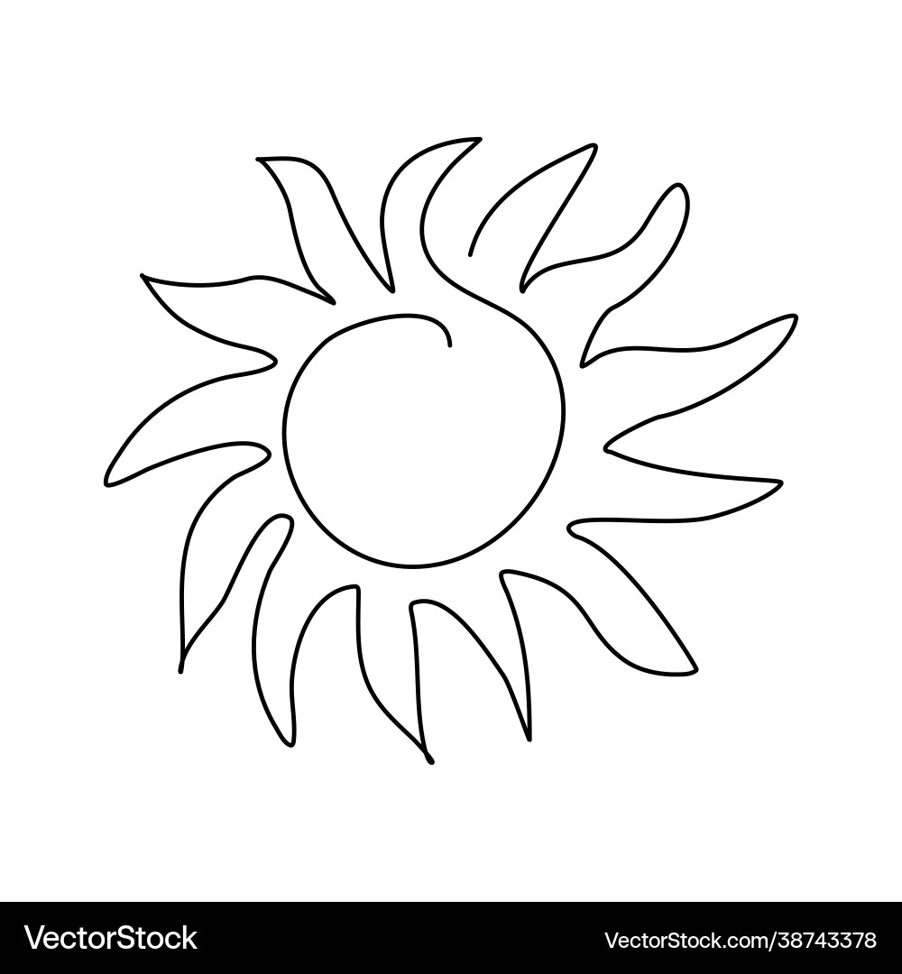 Sun in continuous line art style with editable Sun in continuous line art style with editable vector image