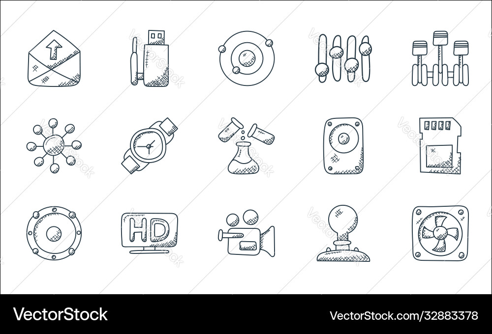 Technology line icons linear set quality Technology line icons linear set quality vector image