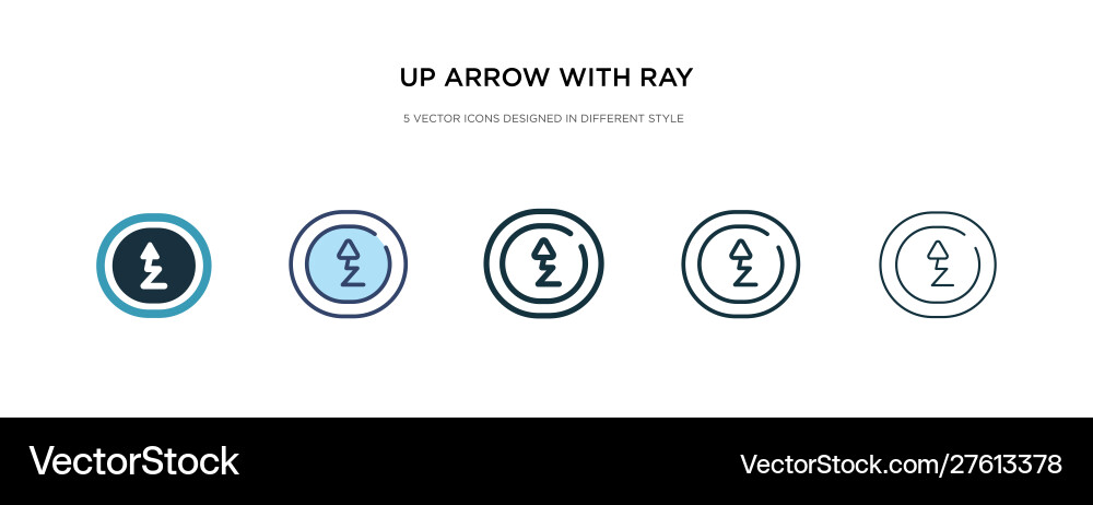Up arrow with ray tracing icon in different style vector image