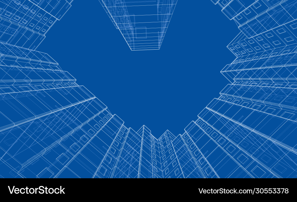 Wire-frame model a multi-storey building Wire-frame model a multi-storey building vector image