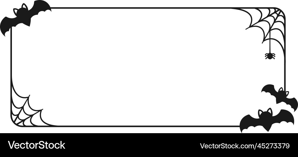 Bat with spiders on web rectangle border frame Bat with spiders on web rectangle border frame vector image
