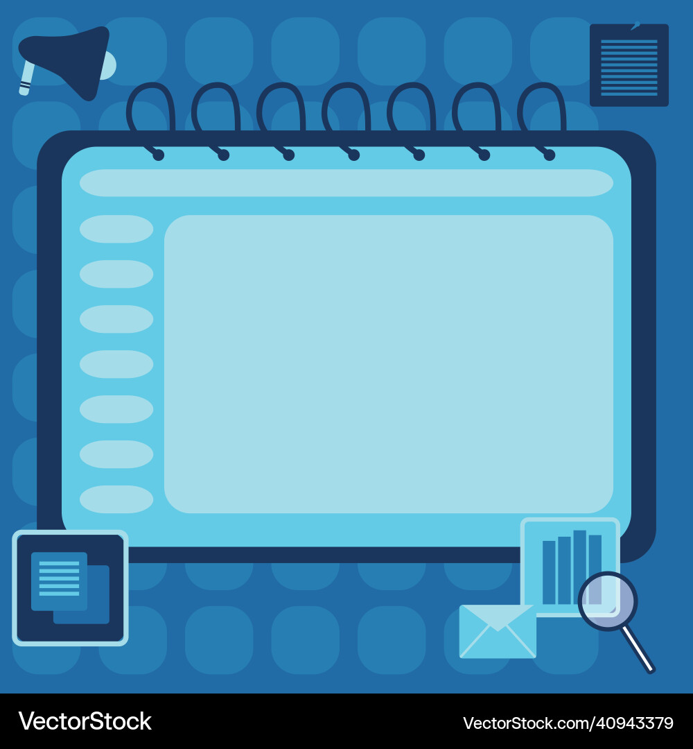 Blank opened spiral notebook with a calculator Blank opened spiral notebook with a calculator Vector Image