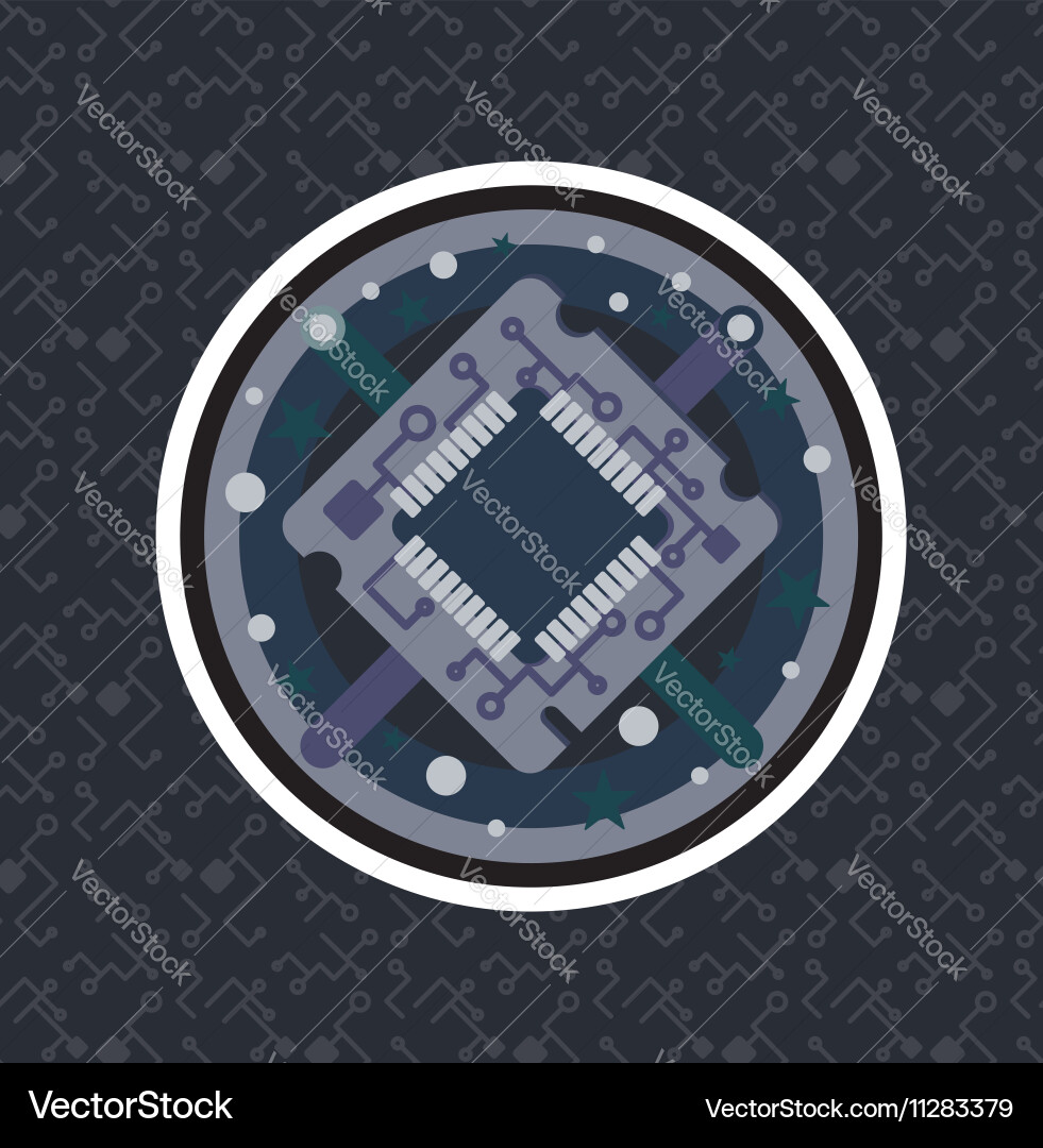 Computer processor chip vector image
