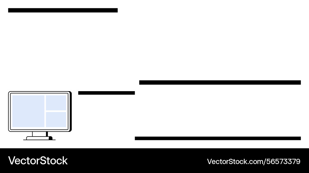 Desktop monitor with horizontal lines symbolizing Desktop monitor with horizontal lines symbolizing Vector Image