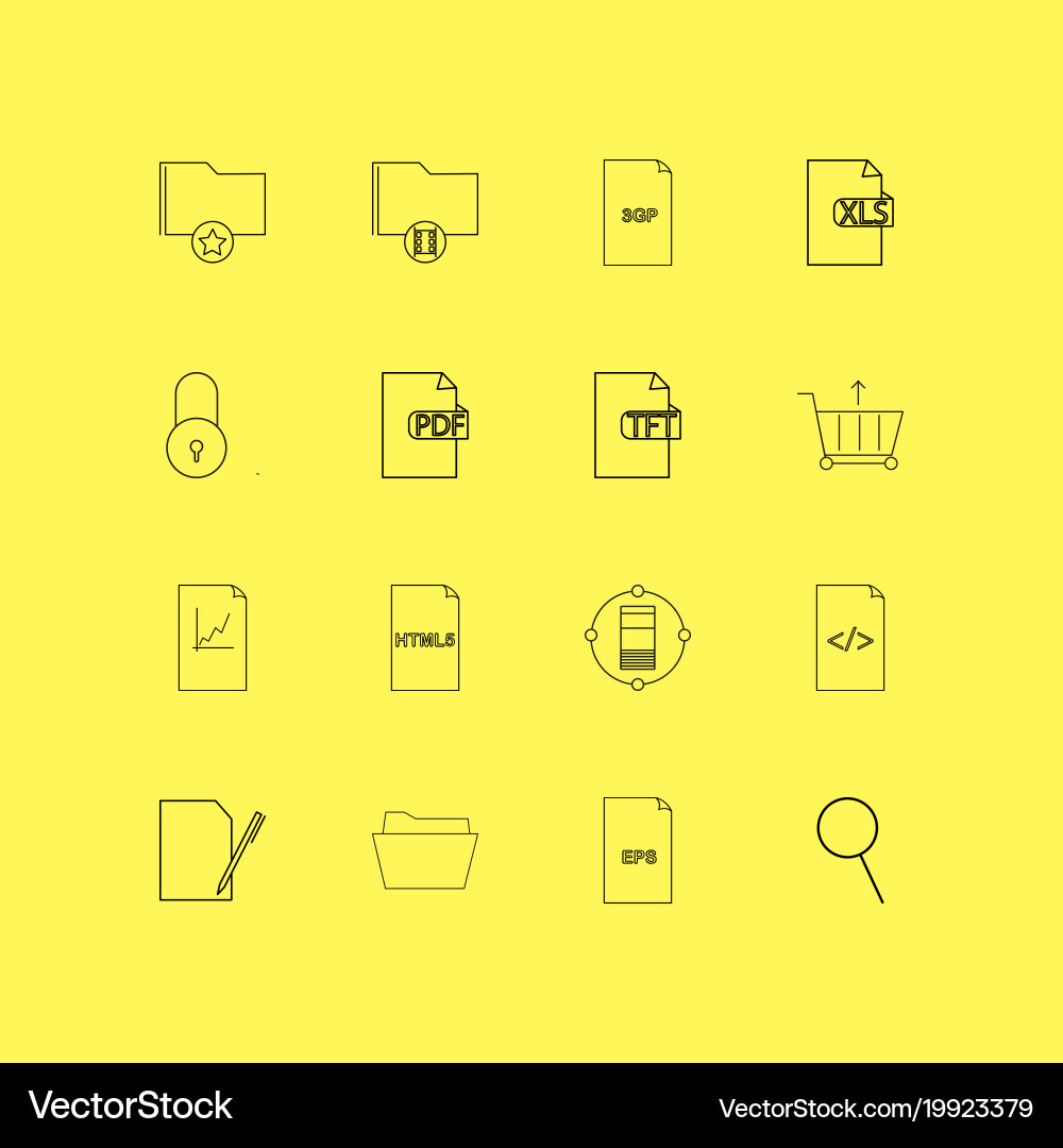 Files and folders linear icon set simple outline Vector Image