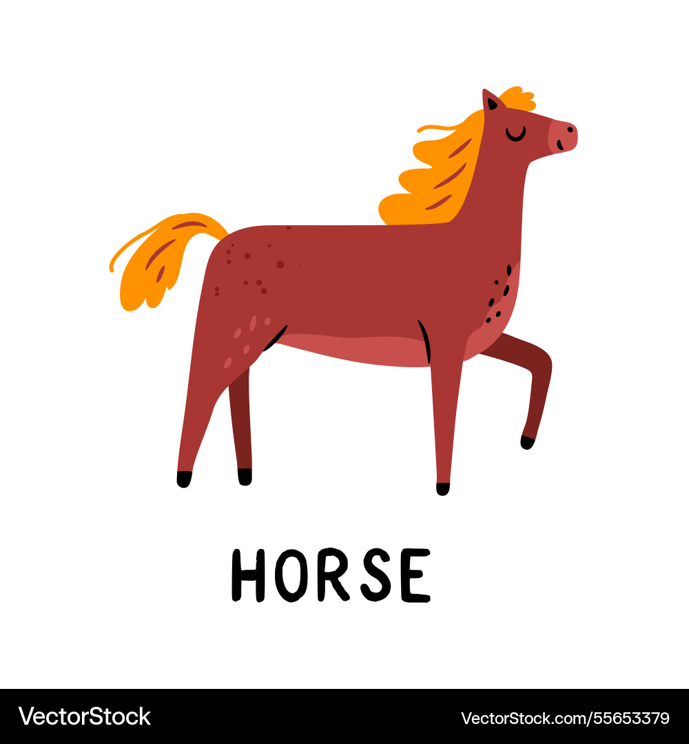 Horse horoscope chinese cute doodle zodiac sign Horse horoscope chinese cute doodle zodiac sign vector image