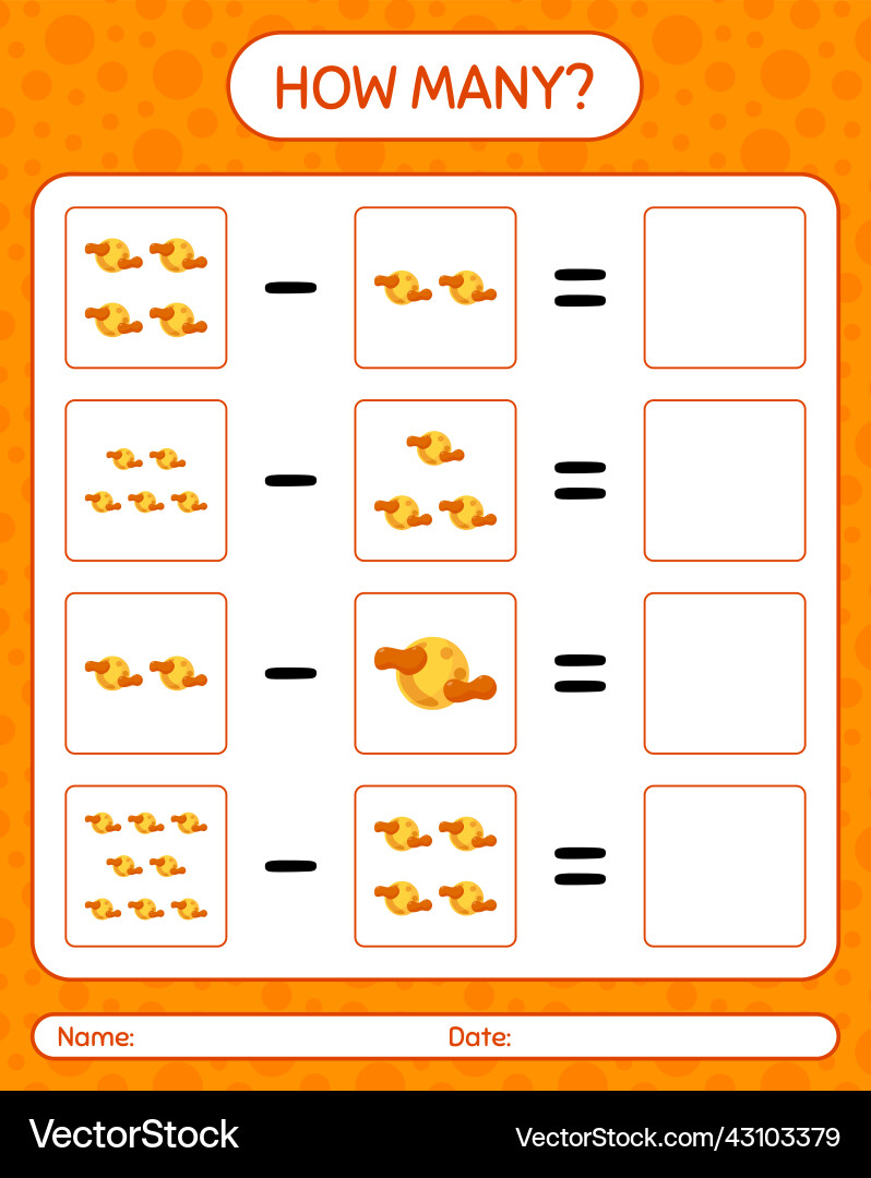 How many counting game with full moon worksheet How many counting game with full moon worksheet vector image