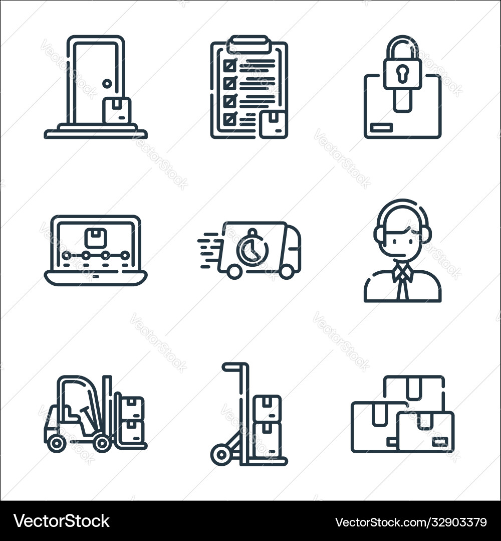 Logistic and delivery line icons linear set Logistic and delivery line icons linear set vector image