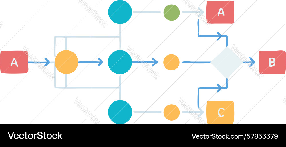 Multi-directional process flow chart design vector image