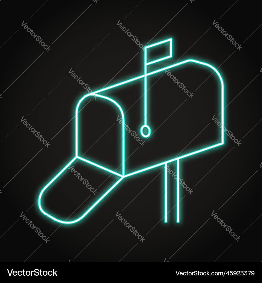 Neon open mailbox icon in line style Neon open mailbox icon in line style vector image