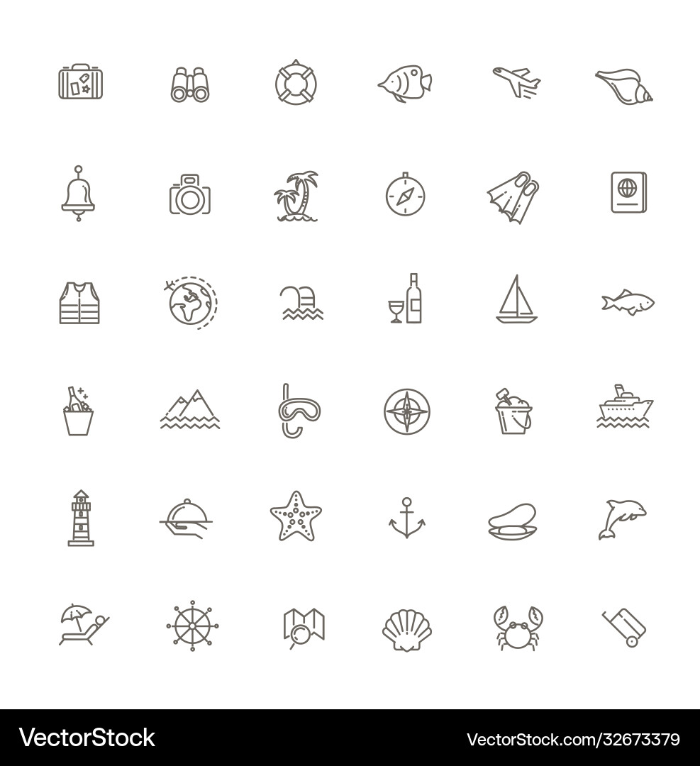 Ocean Journey Icon Set vector image