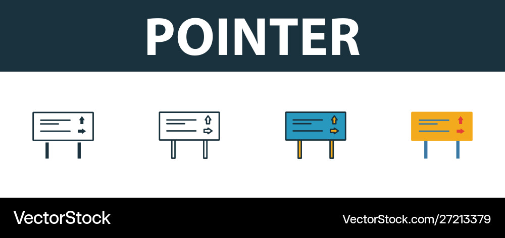 Pointer icon set four simple symbols in different Pointer icon set four simple symbols in different vector image