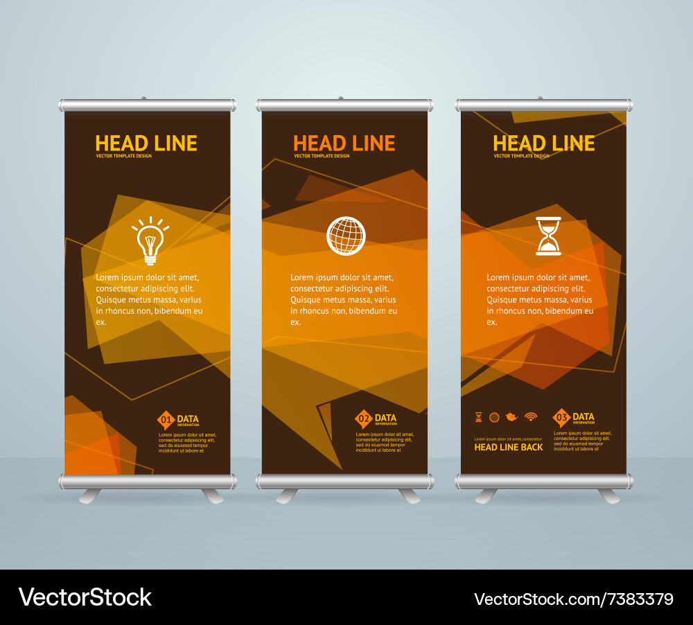 Roll up banner stand design template vector image