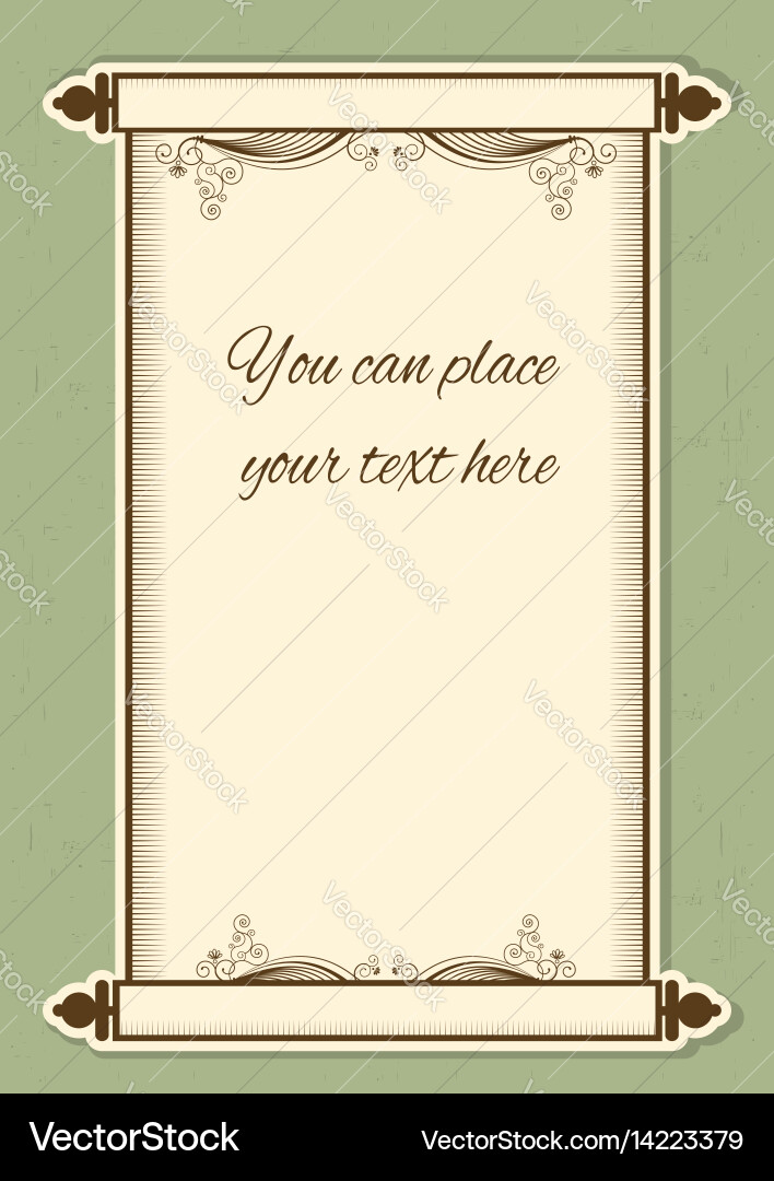 Scroll paper with decor vignettes vector image
