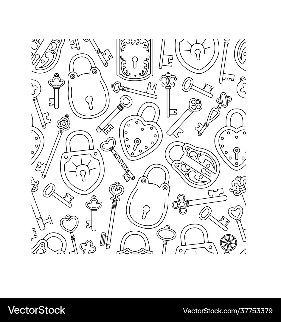 Seamless pattern with outline retro keys Vector Image
