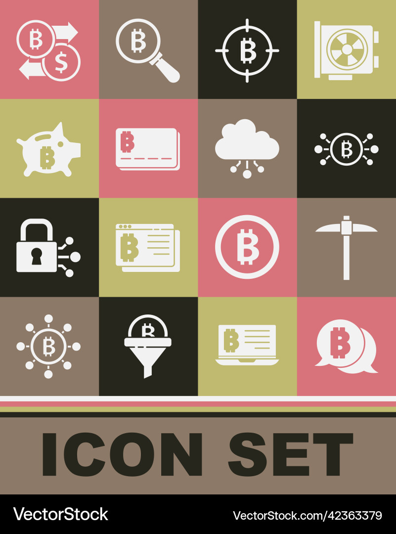 Set bitcoin pickaxe circuit the target credit Set bitcoin pickaxe circuit the target credit vector image