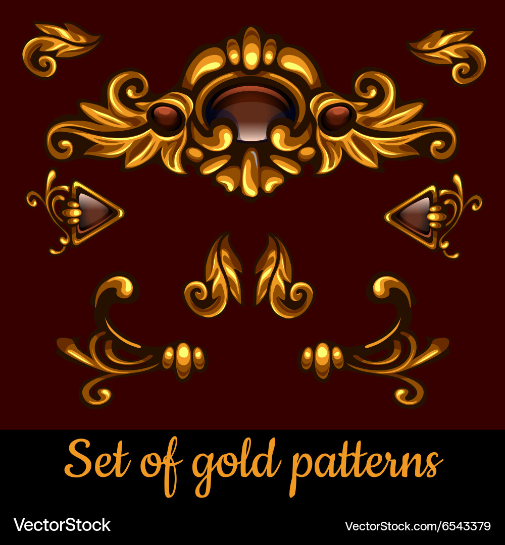 Set of golden volume patterns vector image