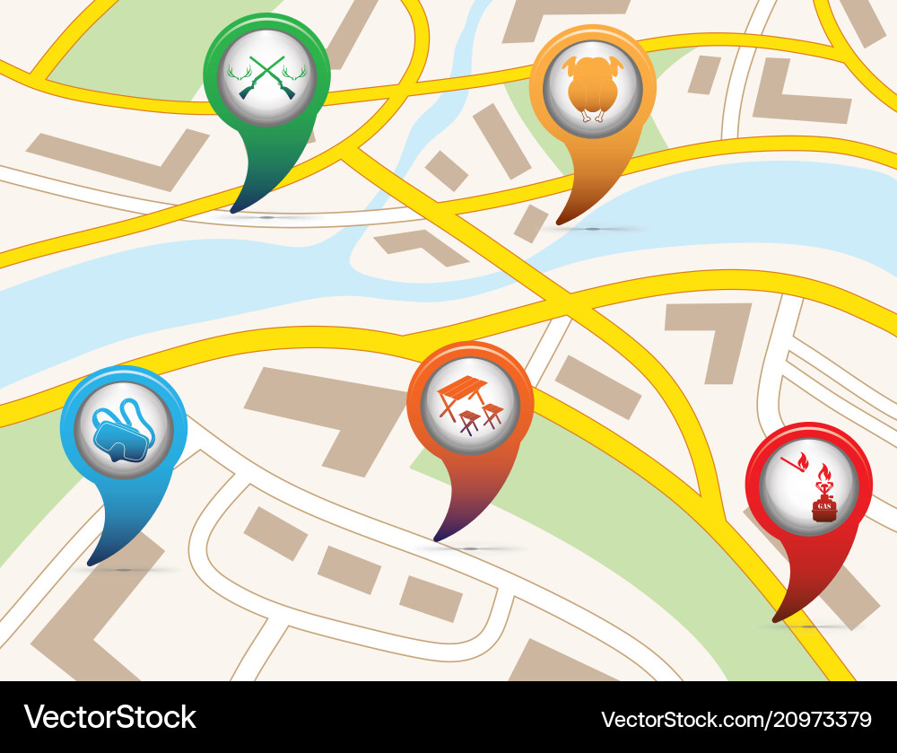 Set of tourism service map pointers vector image