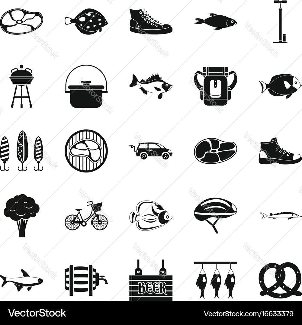 Weekend in the forest icons set simple style vector image