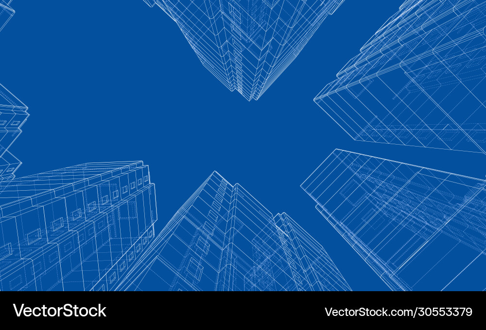 Wire-frame model a multi-storey building Wire-frame model a multi-storey building Vector Image