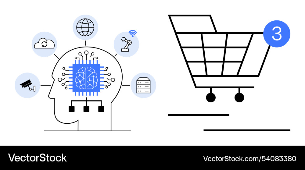 Ai integration into various sectors with online Vector Image
