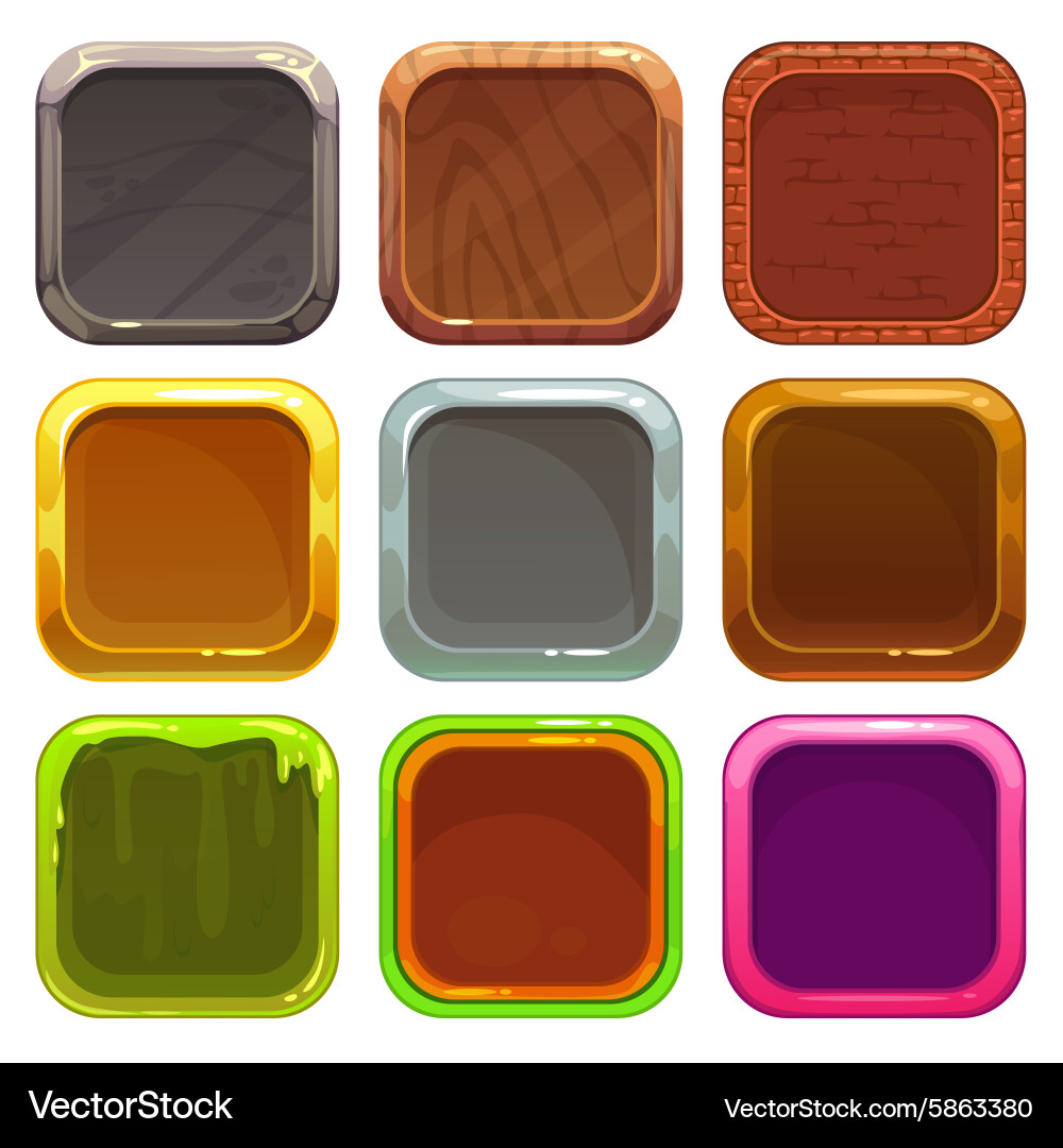 App Icon Set - Square Buttons Vector Image