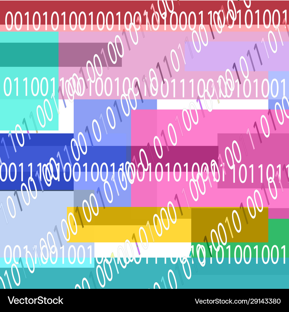 Binary code and geometric shapes Vector Image