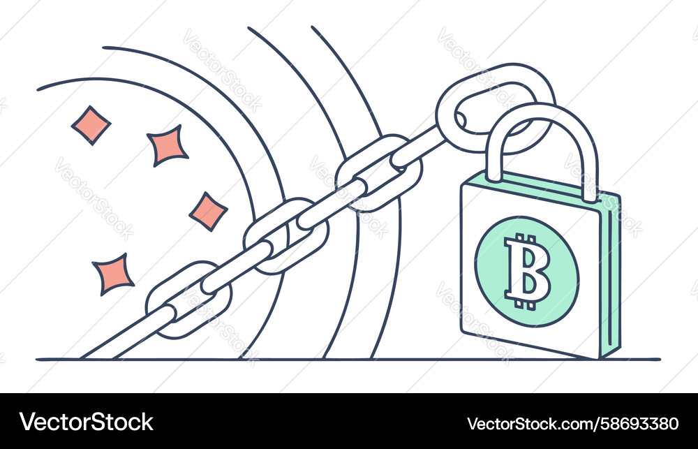 Blockchain lock icon with chain links design Vector Image