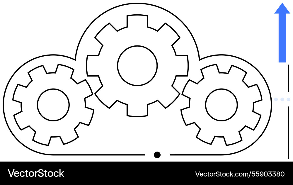Cloud computing mechanism represented by gears Cloud computing mechanism represented by gears vector image