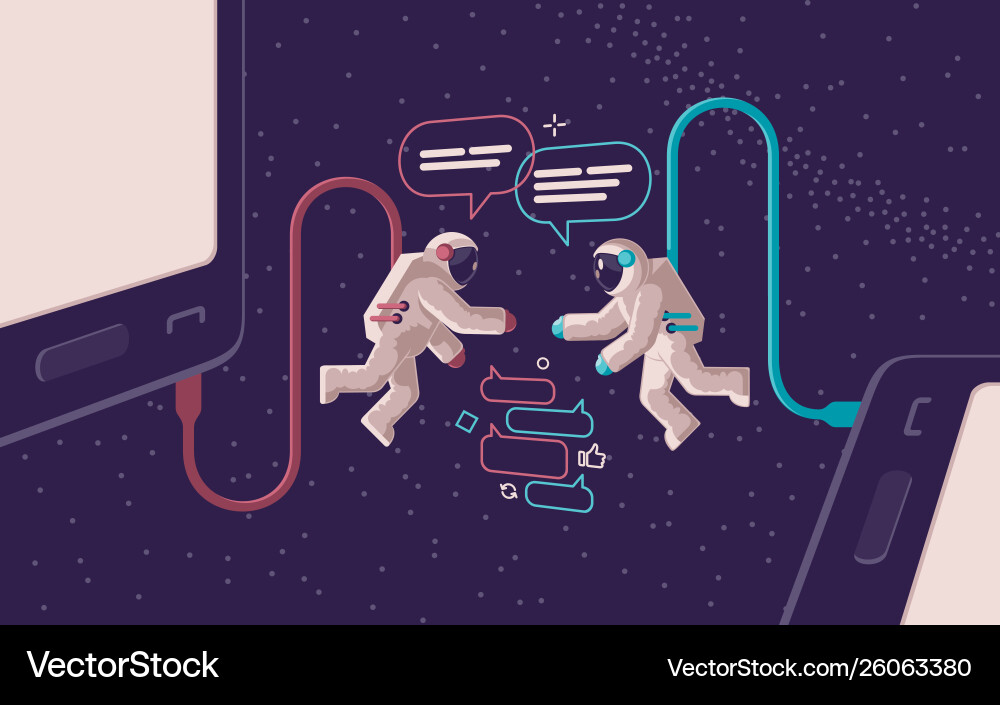 Communication in open space on a smartphone Vector Image