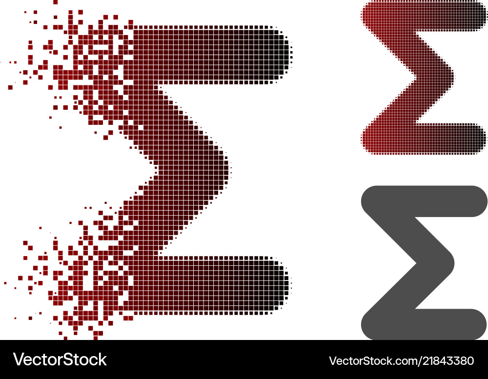 Dissipated pixelated halftone sum icon Vector Image