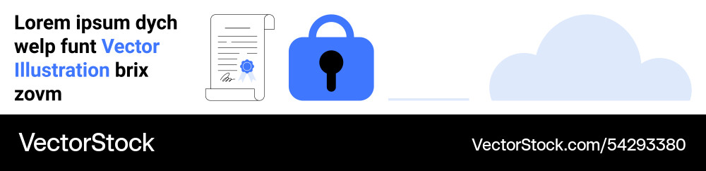 Document with lock and cloud representing secure Document with lock and cloud representing secure vector image