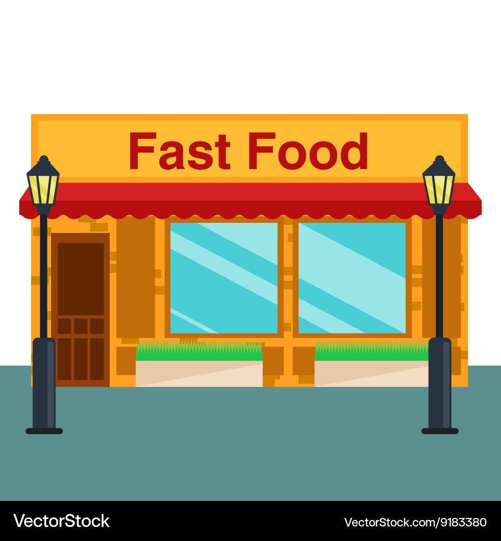 Fast food shop store front flat style Royalty Free Vector