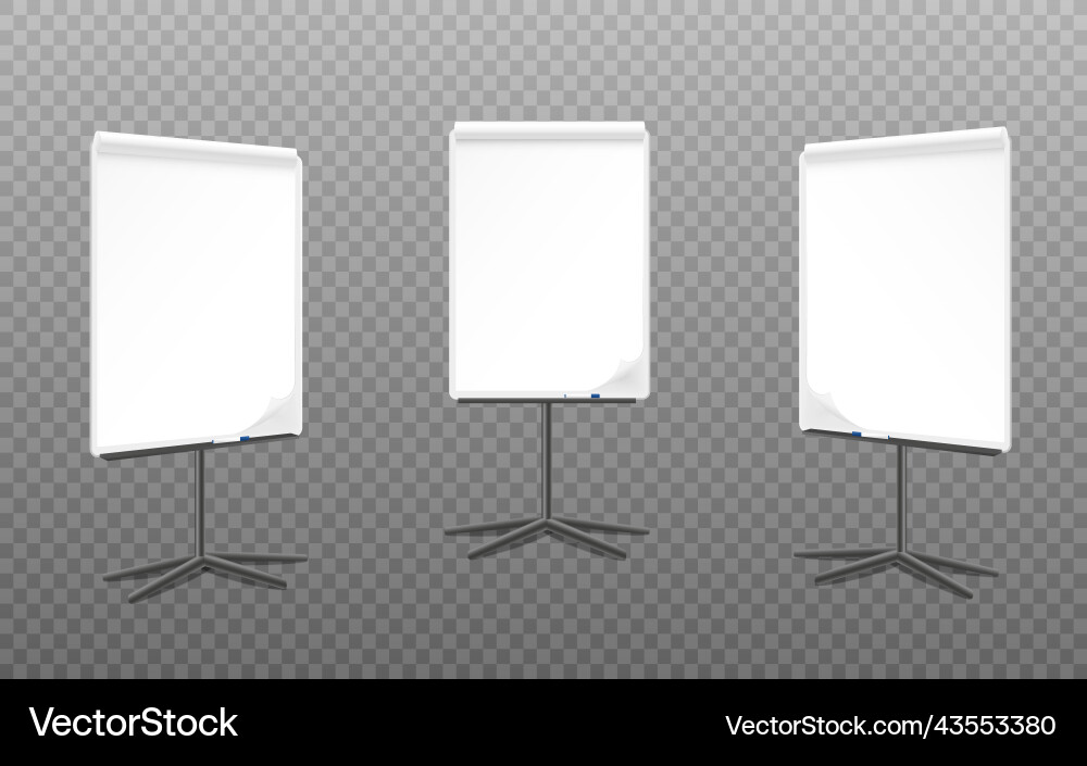 Flipchart mockup set at different angles realistic Vector Image