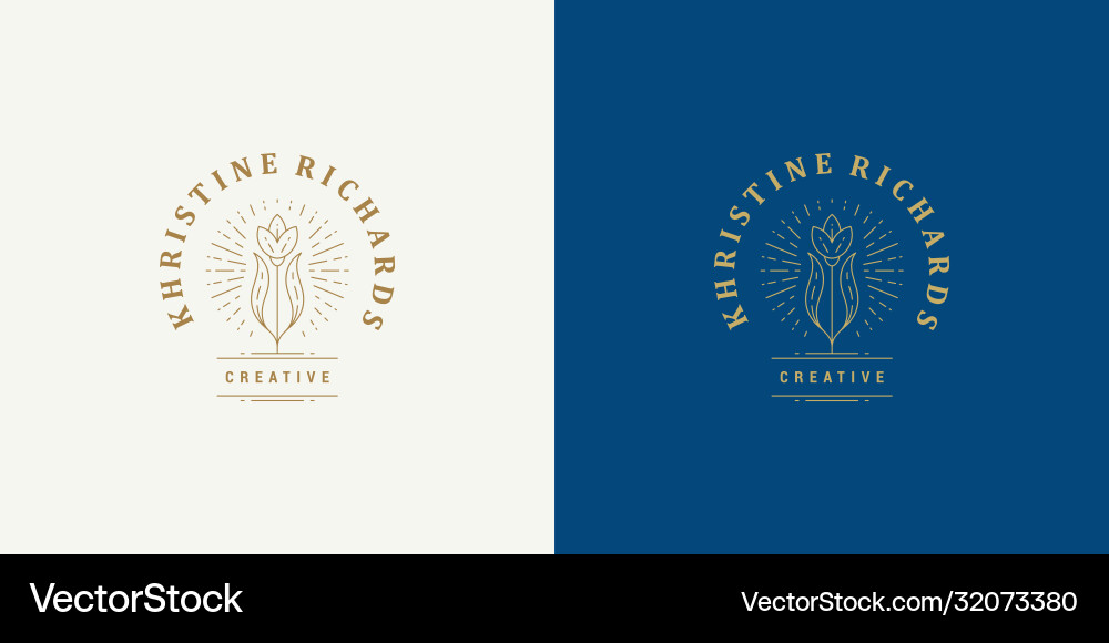 Flower line and branch with leaves logo Flower line and branch with leaves logo vector image