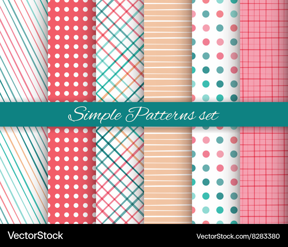 Geometric seamless patterns set vector image