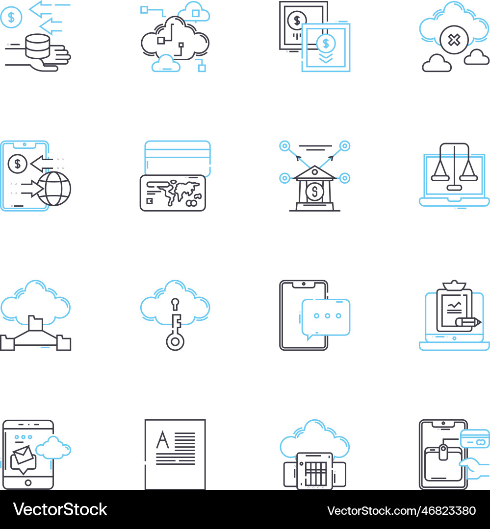 Internet security linear icons set firewall Internet security linear icons set firewall vector image