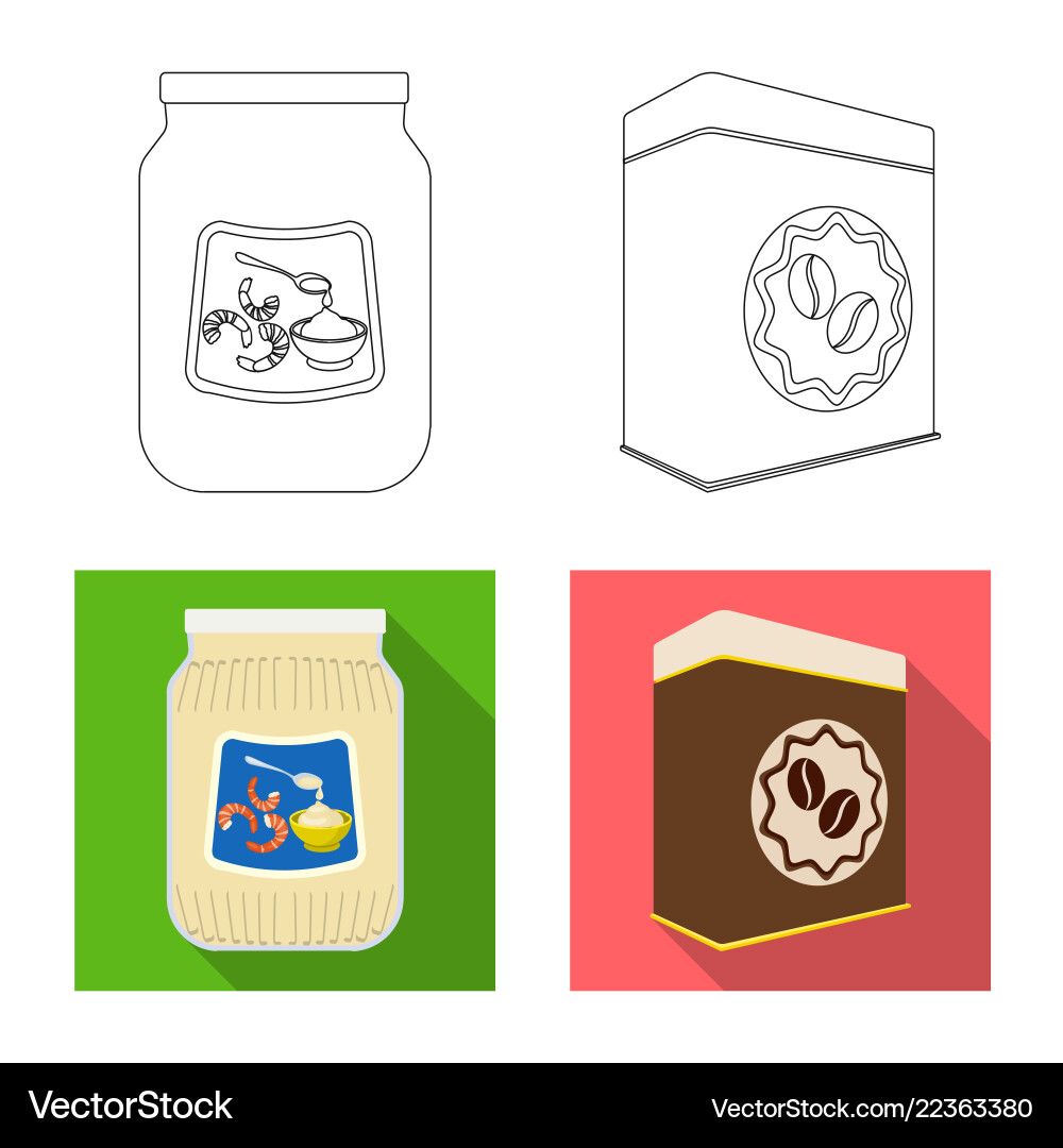 Isolated object of can and food sign set vector image