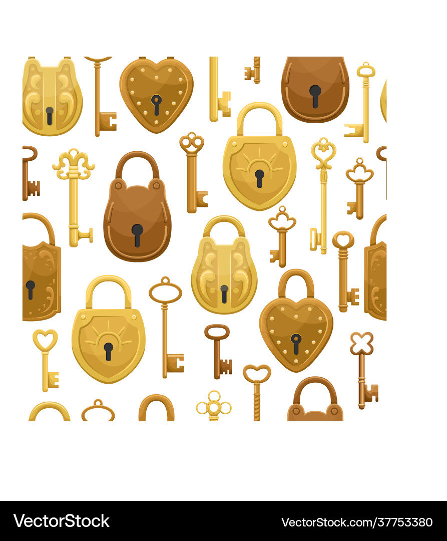 Seamless pattern with retro keys and locks Seamless pattern with retro keys and locks vector image