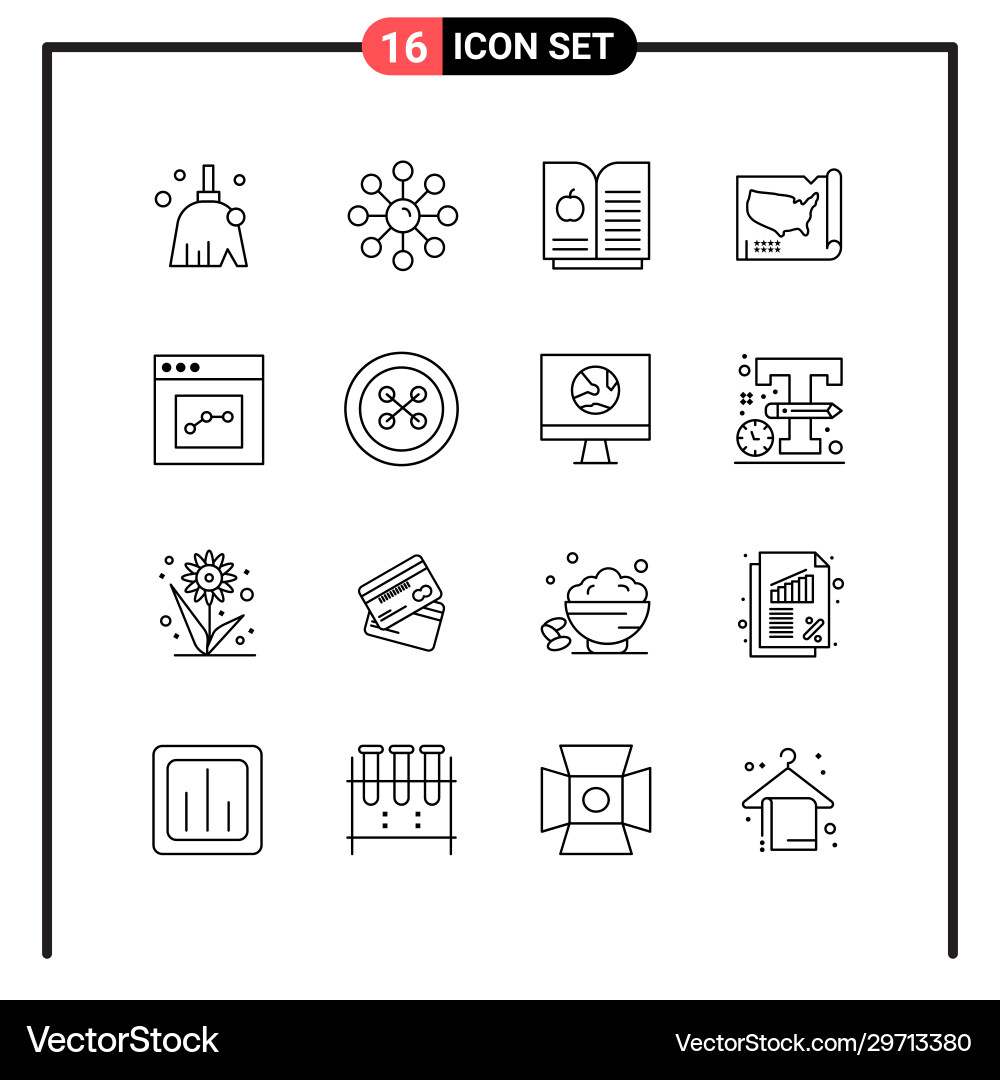 Set 16 line style icons for web and mobile Set 16 line style icons for web and mobile Vector Image