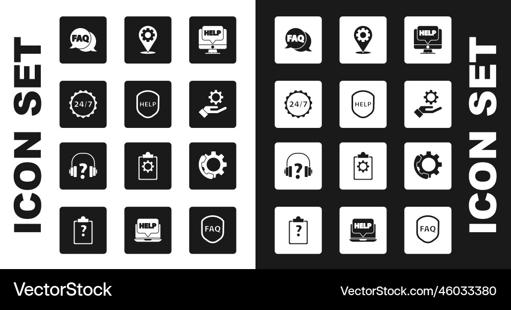 Set computer monitor and help shield with text Set computer monitor and help shield with text vector image