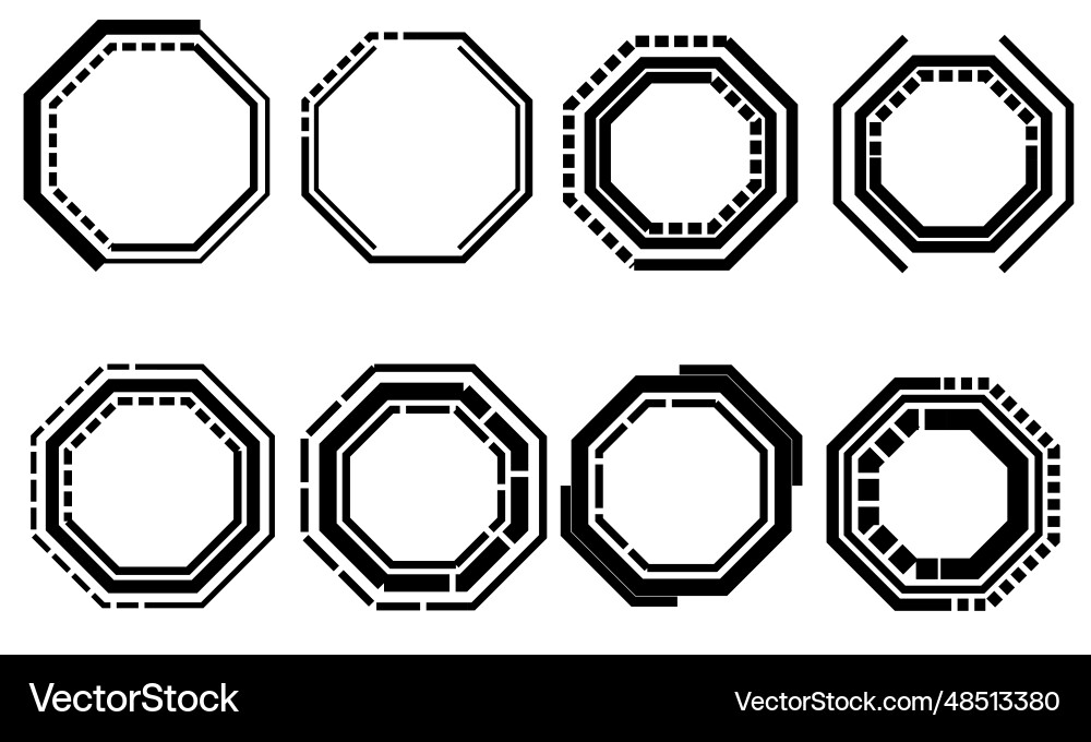 Set of hud octagon modern user interface elements Set of hud octagon modern user interface elements vector image