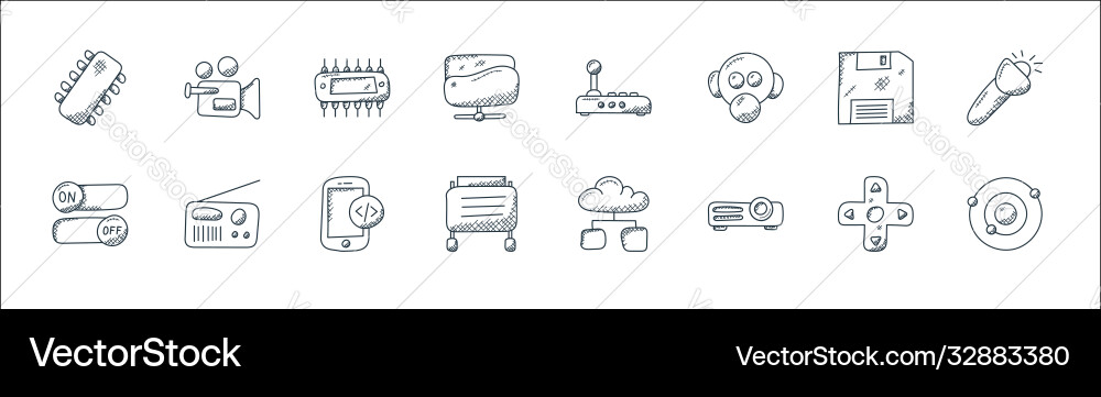 Technology line icons linear set quality Vector Image