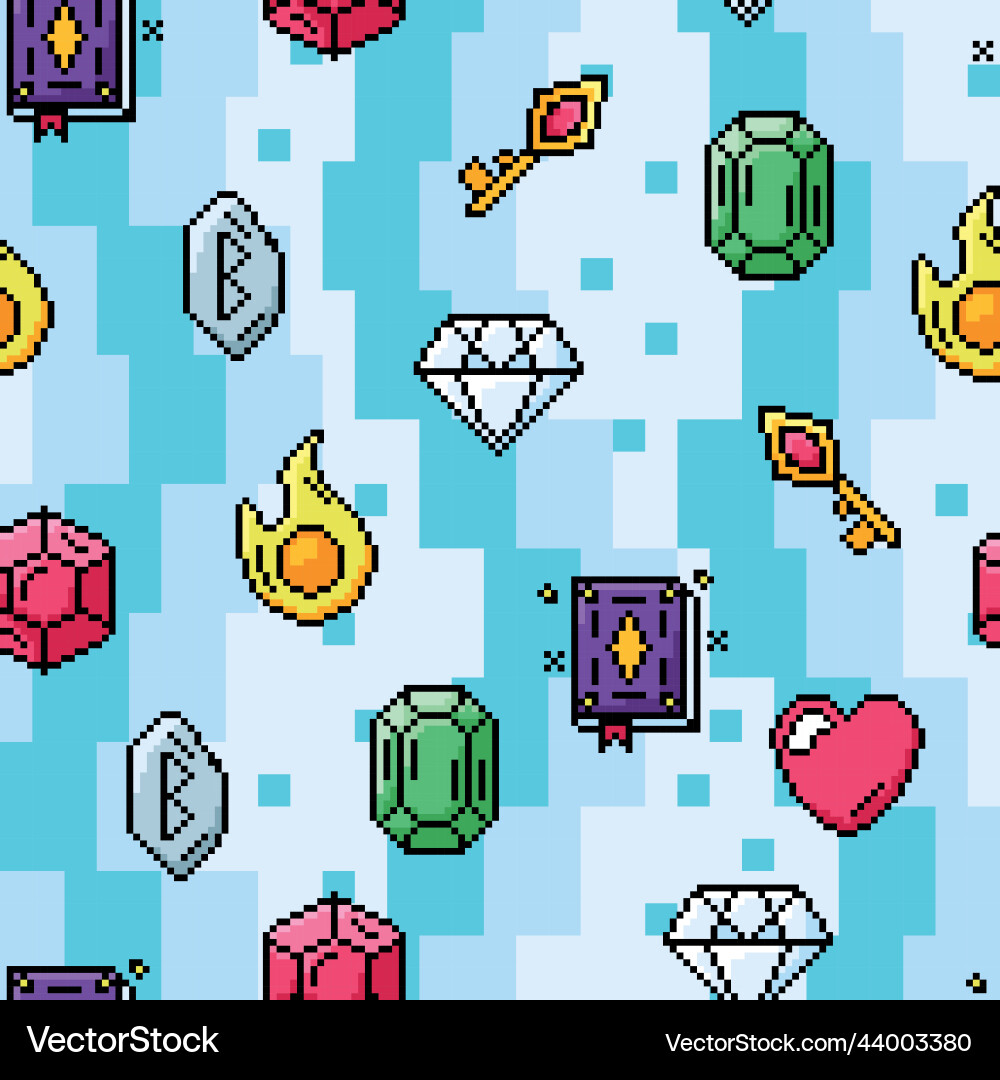 Videogame seamless pattern background with jewels Vector Image