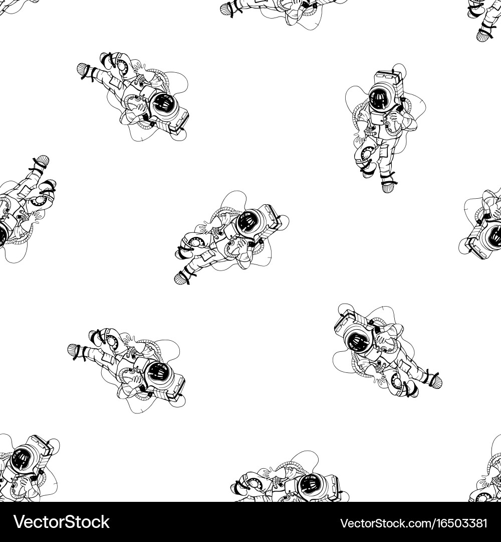 Astronaut in spacesuit seamless pattern cosmonaut vector image