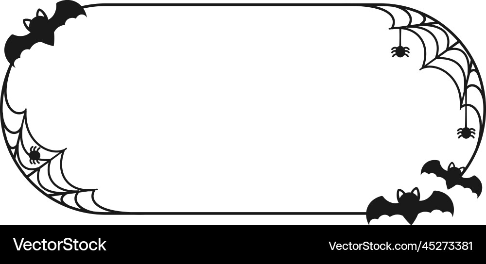 Bat with spiders on web border frame halloween Vector Image