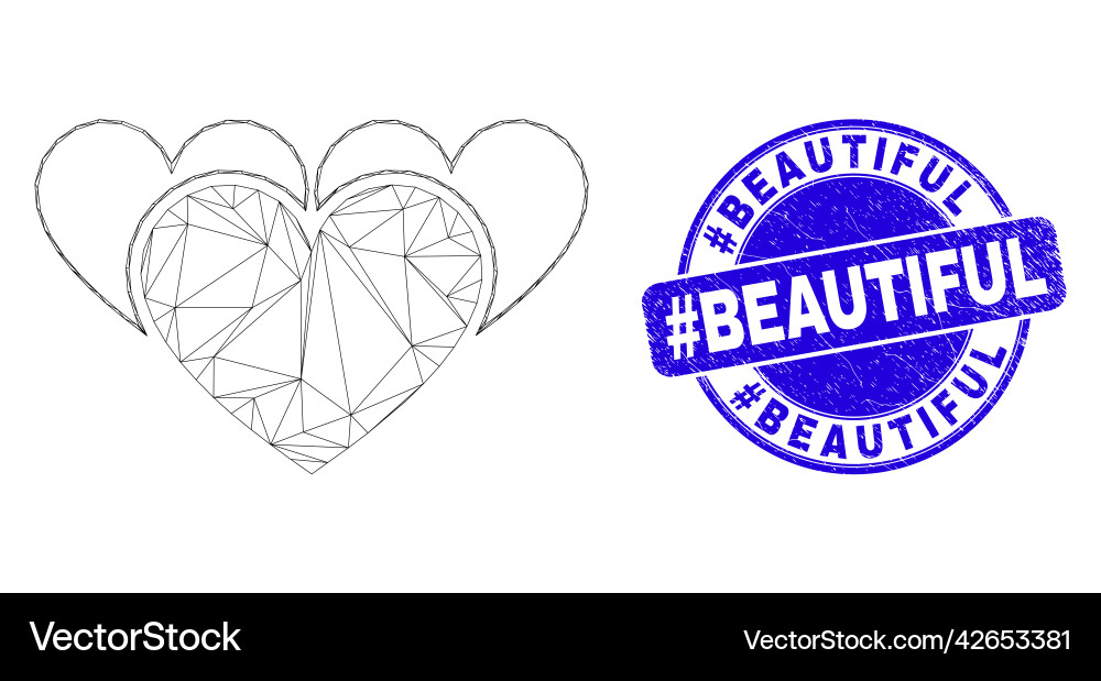 Blue grunge tag beautiful stamp seal and web mesh Blue grunge tag beautiful stamp seal and web mesh vector image