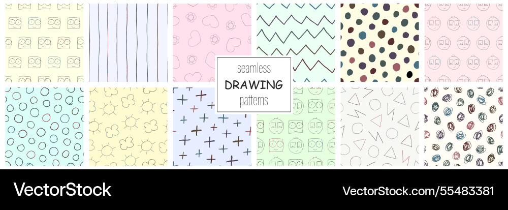 Collection of seamless colorful patterns vector image
