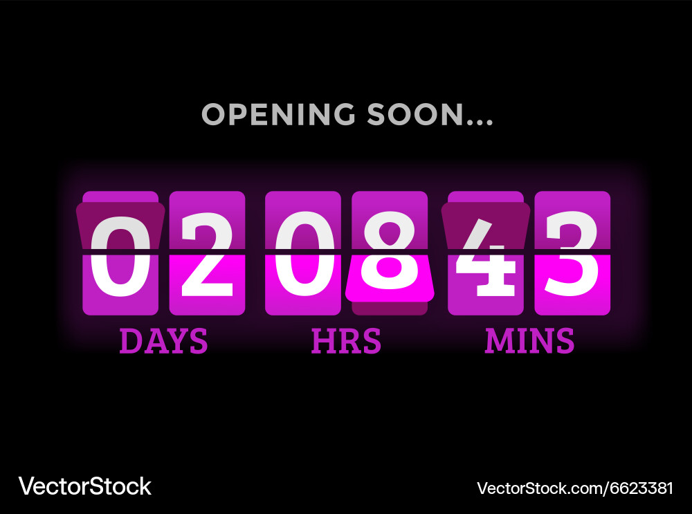 Countdown clock digits board panels timer vector image