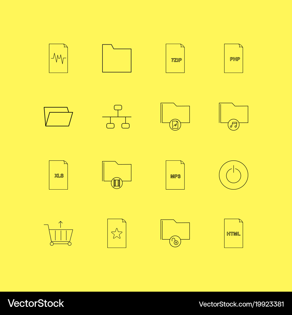 Dateien und Ordner lineare Icon setzen einfache Umriss vektorbild